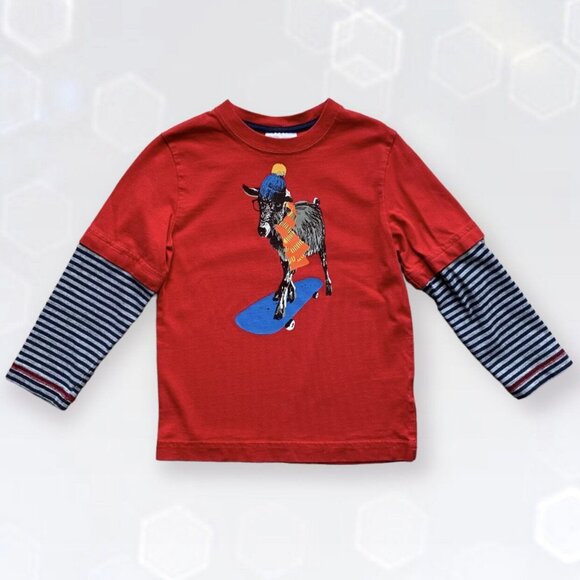 Hanna Andersson Skateboarding Goat Layered Graphic Tee - Picture 1 of 8